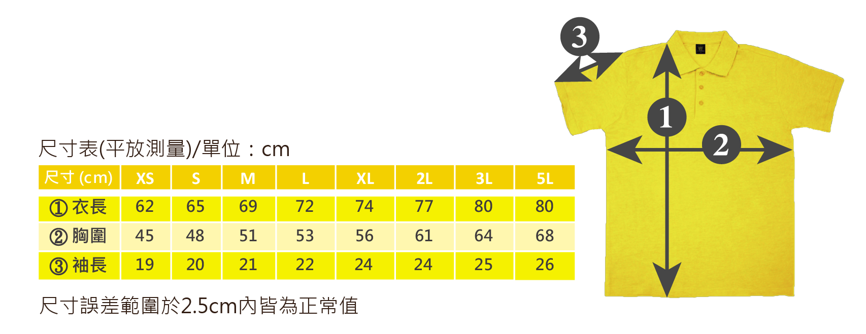 客製襯衫領短袖POLO尺寸