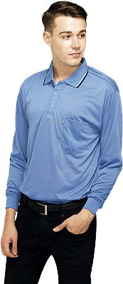 338系列平紋布間色領長袖POLO衫